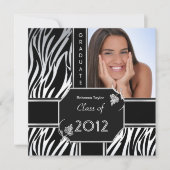 Grad Grad Schwarz-weiß Zebra Tier Einladung (Vorderseite)