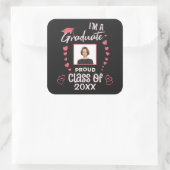 Grad Graduate Foto Abschluss Class Personalisieren Quadratischer Aufkleber (Tasche)