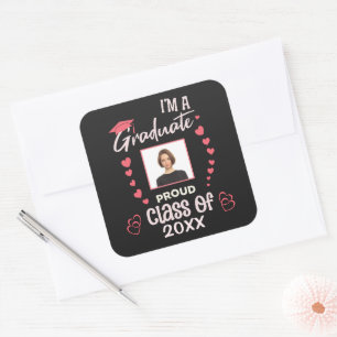 Grad Graduate Foto Abschluss Class Personalisieren Quadratischer Aufkleber