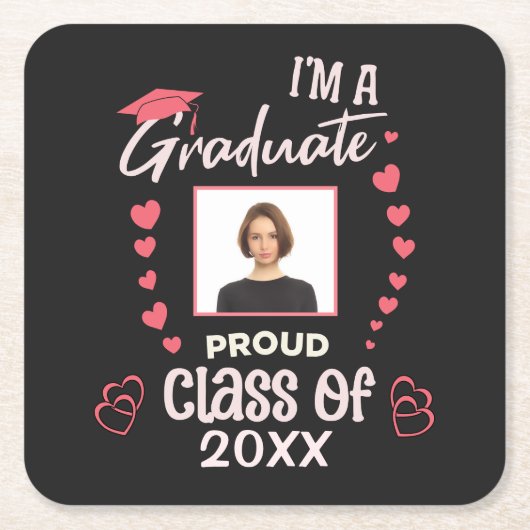 Grad Graduate Foto Abschluss Class Personalisieren Rechteckiger Pappuntersetzer (Vorderseite)