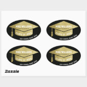 grad / graduate / graduation faux gold / black ovaler aufkleber (Blatt)