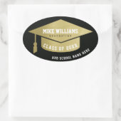 grad / graduate / graduation faux gold / black ovaler aufkleber (Tasche)