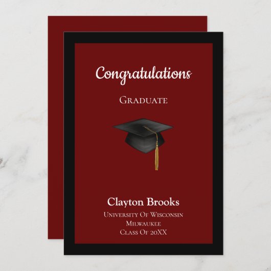 Grad-Graduierungspartei Einladung (Vorne/Hinten)