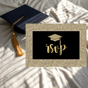 Grad-Graduierungspartei für Gold-Glitzer RSVP Karte