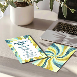 Grad Groovy Retro Abschluss Einladung