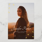 Grad Hats 1 Foto Abschluss Folieneinladung (Vorderseite)