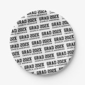 Grad Jahr 2024 Graduiertenname weiß schwarz Pappteller (Vorderseite)