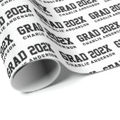 Grad Jahr 2024 Studienbezeichnung Schwarz-weiß Geschenkpapier (Rolleneckpunkt)