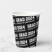 Grad Jahr 2024 Studienbezeichnung Schwarz-weiß Pappbecher (Rückseite)