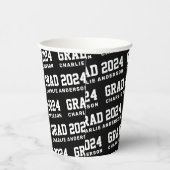 Grad Jahr 2024 Studienbezeichnung Schwarz-weiß Pappbecher (Rechts)