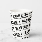 Grad Jahr 2024 Studienbezeichnung Schwarz-weiß Pappbecher (Rückseite)