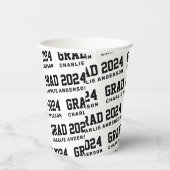 Grad Jahr 2024 Studienbezeichnung Schwarz-weiß Pappbecher (Rechts)