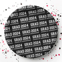 Grad Jahr 2024 Studienbezeichnung Schwarz-weiß Pappteller