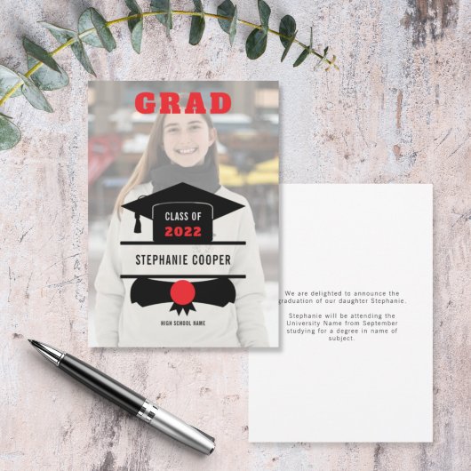 Grad Kap Red Black 2022 Graduation Ankündigung