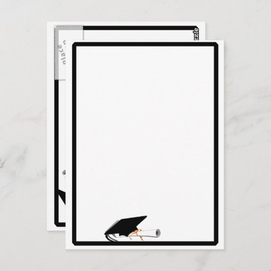 Grad Kappe Tilt mit Schulfarben Schwarz/Weiß Postkarte (Vorne/Hinten)