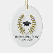 Grad Kappe und Blätter Foto Ornament (Rechts)