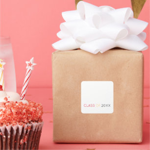 Grad-KLASSE 2025 Schulfarben Moderner Spaß Quadratischer Aufkleber