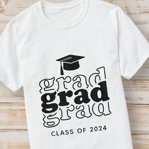 Grad Klasse 20XX Schwarz & Weiß Moderner Abschluss T-Shirt