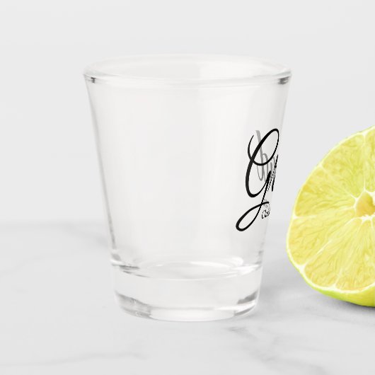 Grad-Klasse des schwarzen benutzerdefinierten Skri Schnapsglas (Links)