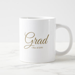 Grad-Klasse des weißen, goldenen Skripttextes von  Jumbo-Tasse