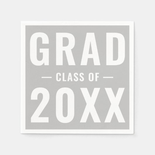 Grad-Klasse von 2023 hellgrau moderne Typografie Serviette (Vorderseite)