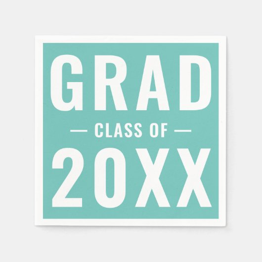 Grad-Klasse von 2023 leichte aquamarine moderne Ty Serviette (Vorderseite)