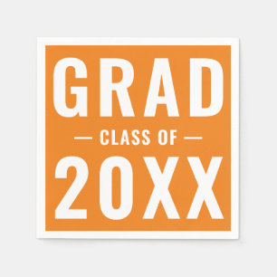 Grad-Klasse von 2023 orangefarbene moderne Typogra Serviette