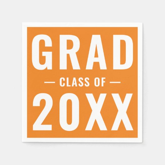 Grad-Klasse von 2023 orangefarbene moderne Typogra Serviette (Vorderseite)