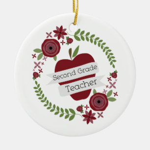 Grad-Lehrer BlumenKranz-roter Apples zweite Keramikornament