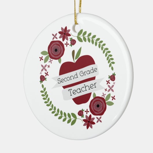 Grad-Lehrer BlumenKranz-roter Apples zweite Keramikornament (Links)