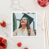 Grad Modern Gold Personalisiert Foto Abschluss Serviette (Beispiel)