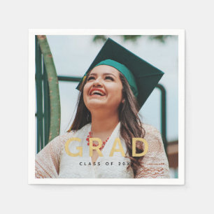 Grad Modern Gold Personalisiert Foto Abschluss Serviette