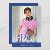 GRAD Moderne Foto Kontur Typ Overlay Royale Einladung (Vorne/Hinten)