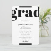 Grad Moderne Schwarz-Weiß-Karo-Graduierungspartei Einladung (Stehend Vorderseite)