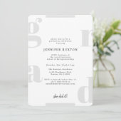 Grad Moderne Silver Gray Graduation Party Einladung (Stehend Vorderseite)