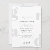 Grad Moderne Silver Gray Graduation Party Einladung (Vorderseite)