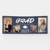Grad Moderne Typografie Foto Collage Class 2023 Banner (Horizontal)