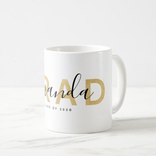 Grad Moderner Skriptname Personalisiert Gold Black Kaffeetasse (VorderseiteRechts)