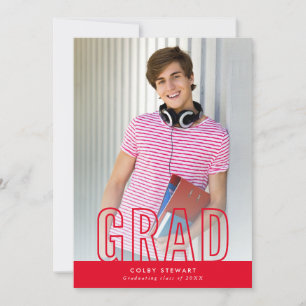 GRAD Modernes Foto Kontur Typ Overlay rot Einladung