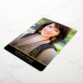 GRAD Modernes Foto Kontur Typ Overlay Schwarz Gold Folieneinladung (Gedreht)