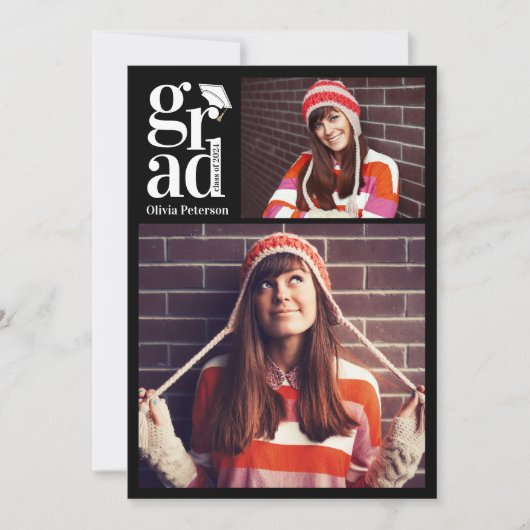 GRAD Multi Foto Collage Abschluss Ankündigung (Vorderseite)
