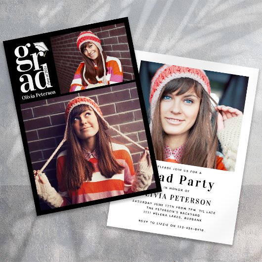 GRAD Multi Foto Collage Graduation Party Einladung