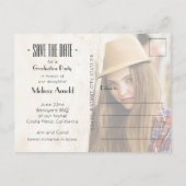 GRAD Overlay Foto Abschluss Save the Date Postkarte (Rückseite)