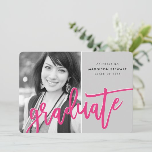 GRAD-PARTY 2021 - moderner, bedruckter Overlay in Dankeskarte (Stehend Vorderseite)