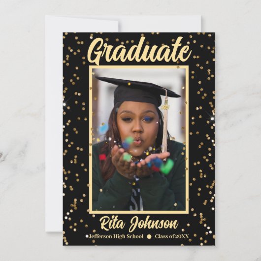 Grad Party 2023 Goldener Schulabschluss Einladung (Vorderseite)