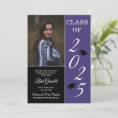 Grad Party 2023 Lila Einladung (Stehend Vorderseite)