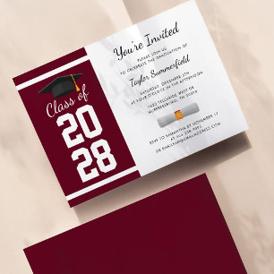 Grad Party 2025 Burgund Hoher Abschluss Einladung