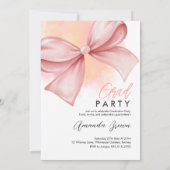 Grad Party 2025 Pink Bow Coquette Elegant Trendy Einladung (Rückseite)