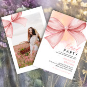 Grad Party 2025 Rosa Bow Elegant Trendy Einladung