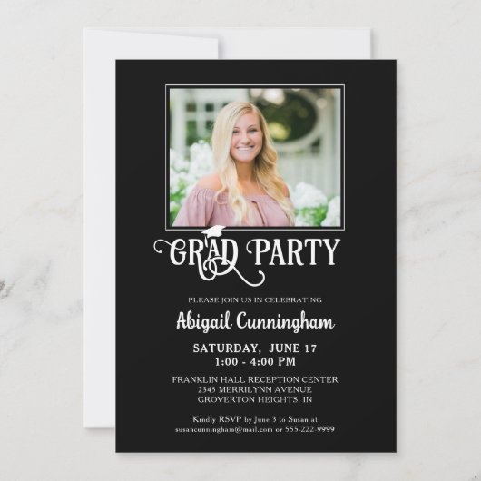 Grad Party 5 Fotos Extravagante Klasse Jahr Skript Einladung (Rückseite)